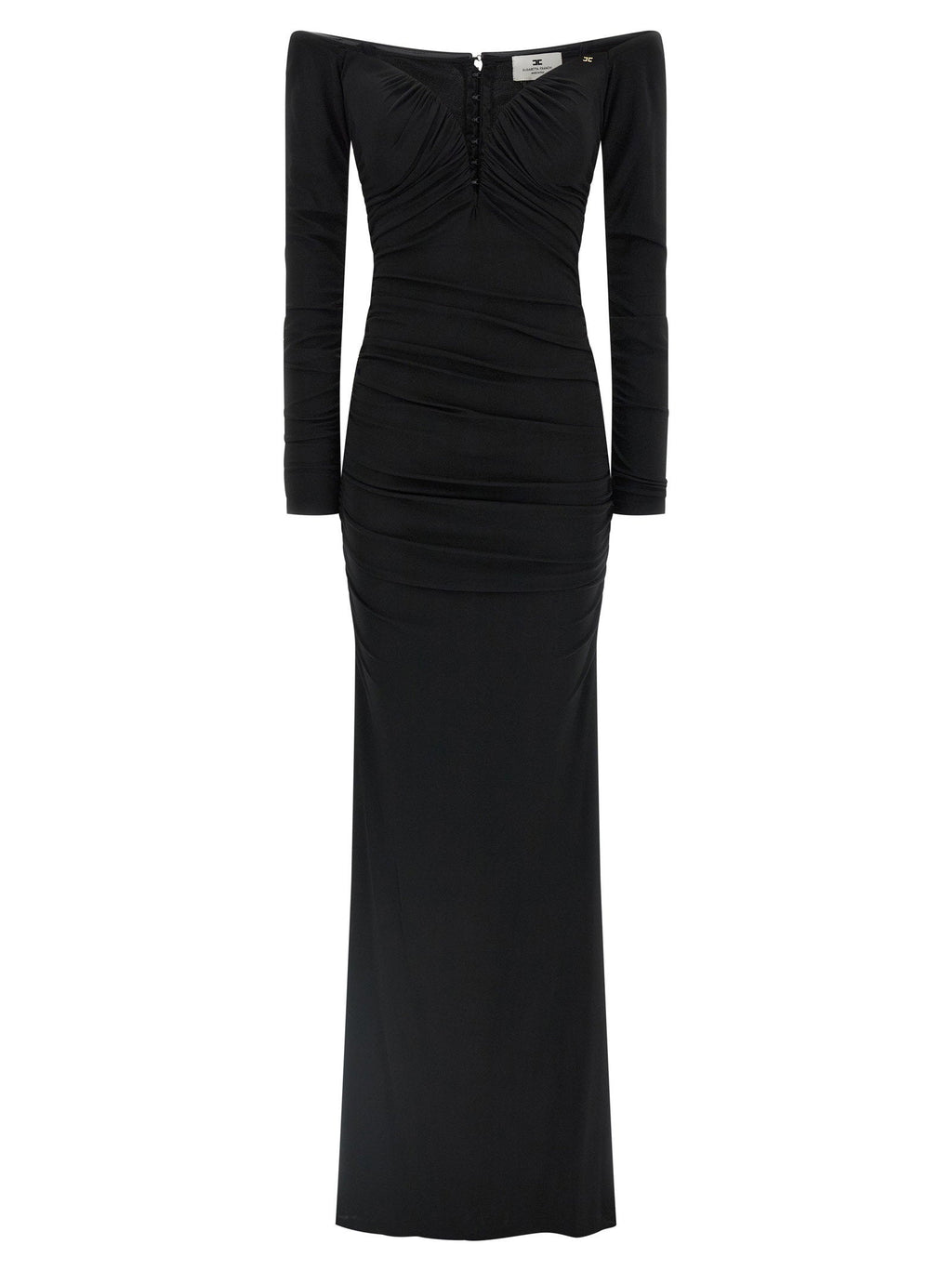 Elisabetta Franchi Off-Shoulder Crêpe Jersey Dress — Black