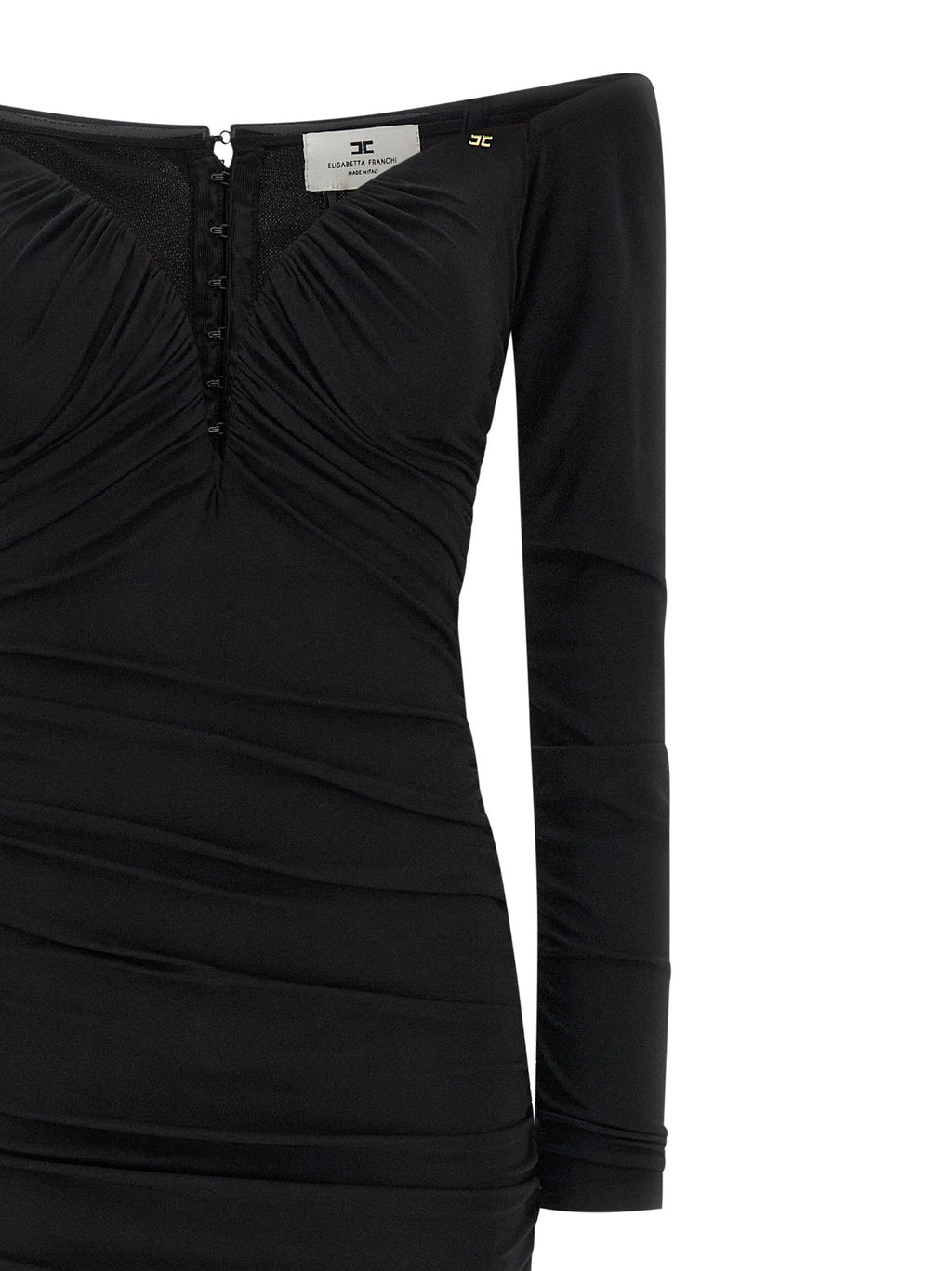 Elisabetta Franchi Off-Shoulder Crêpe Jersey Dress — Black