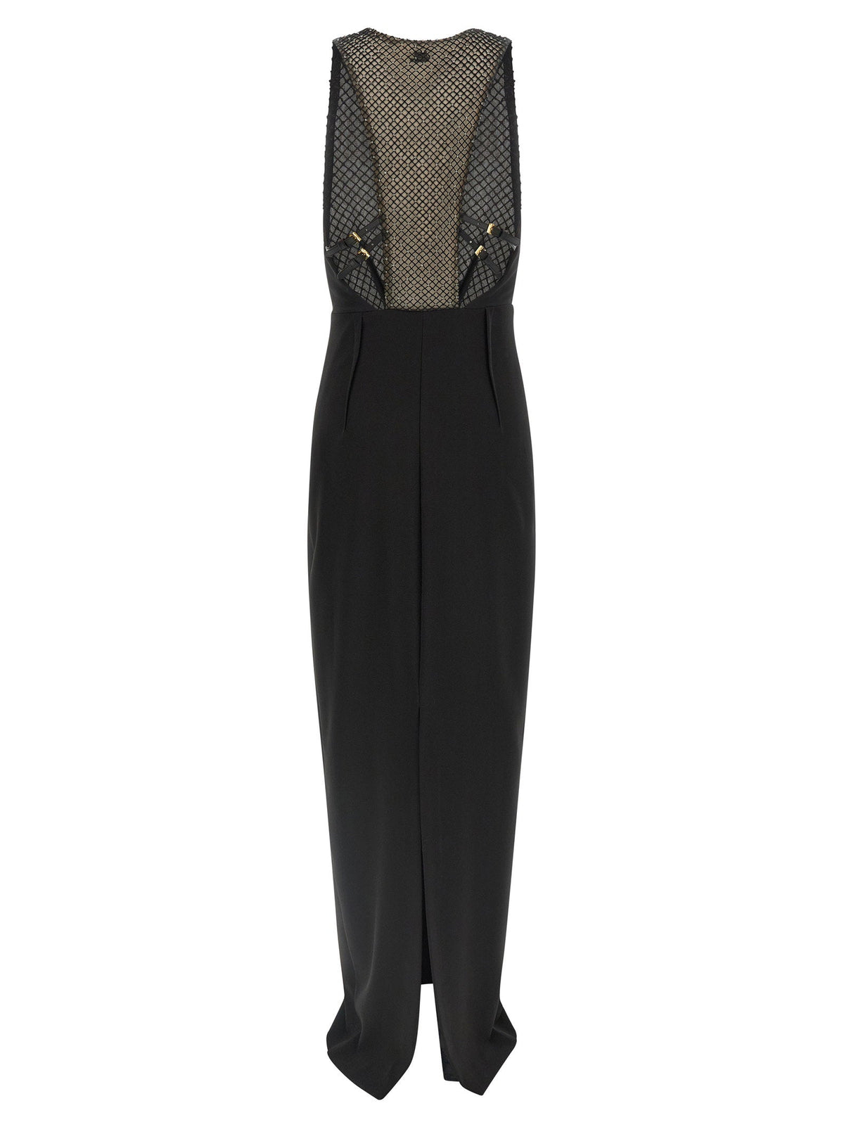 Elisabetta Franchi Crystal-Embroidered Tulle Dress — Black