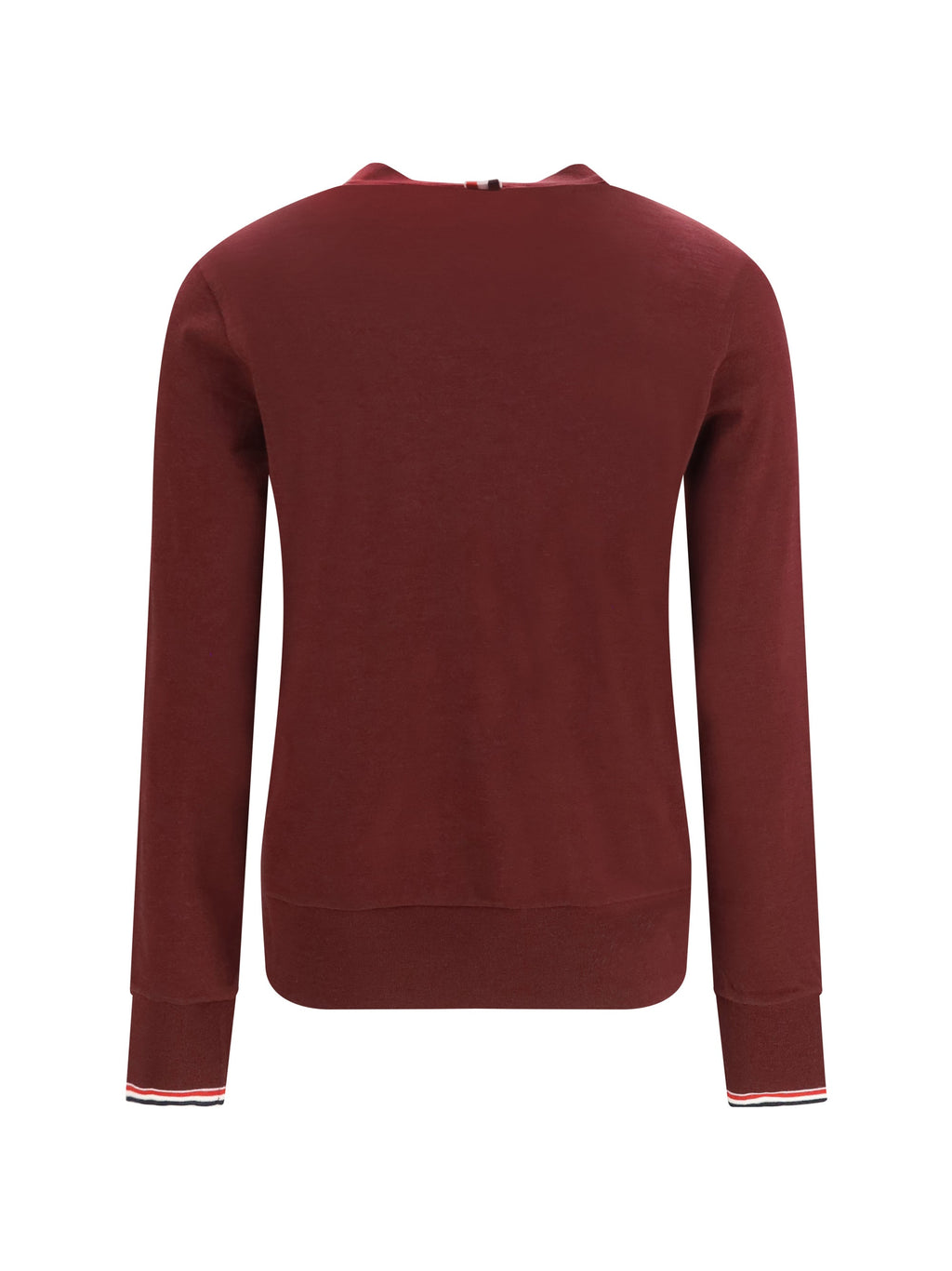 Thom Browne Merino Wool V-Neck Cardigan — Burgundy