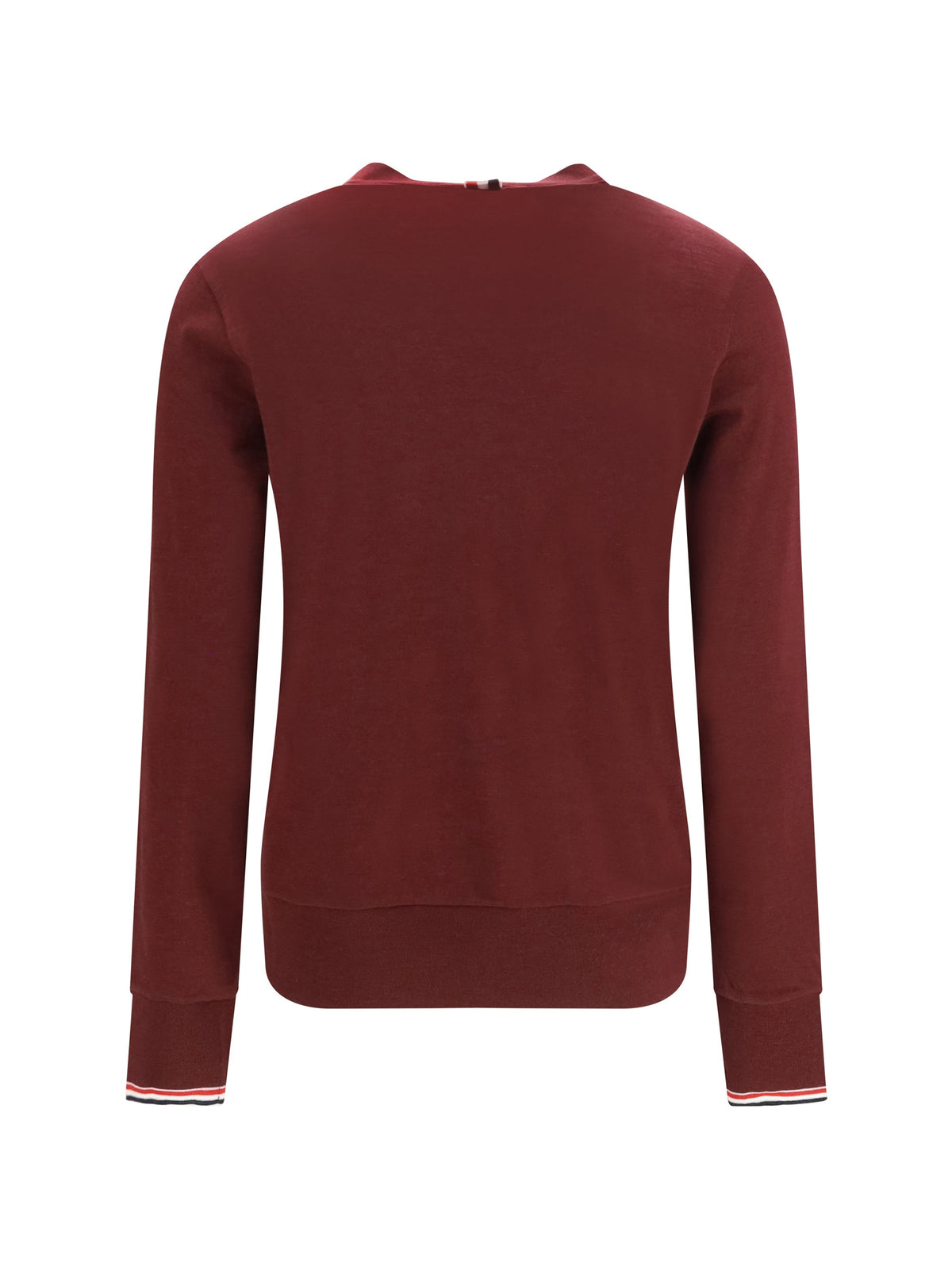 Thom Browne Merino Wool V-Neck Cardigan — Burgundy