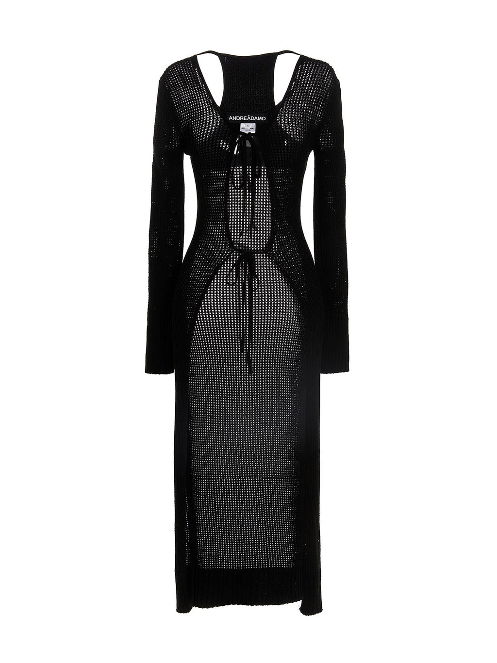 AndreĀdamo Openwork Knit with Lacing Cardigan — Black
