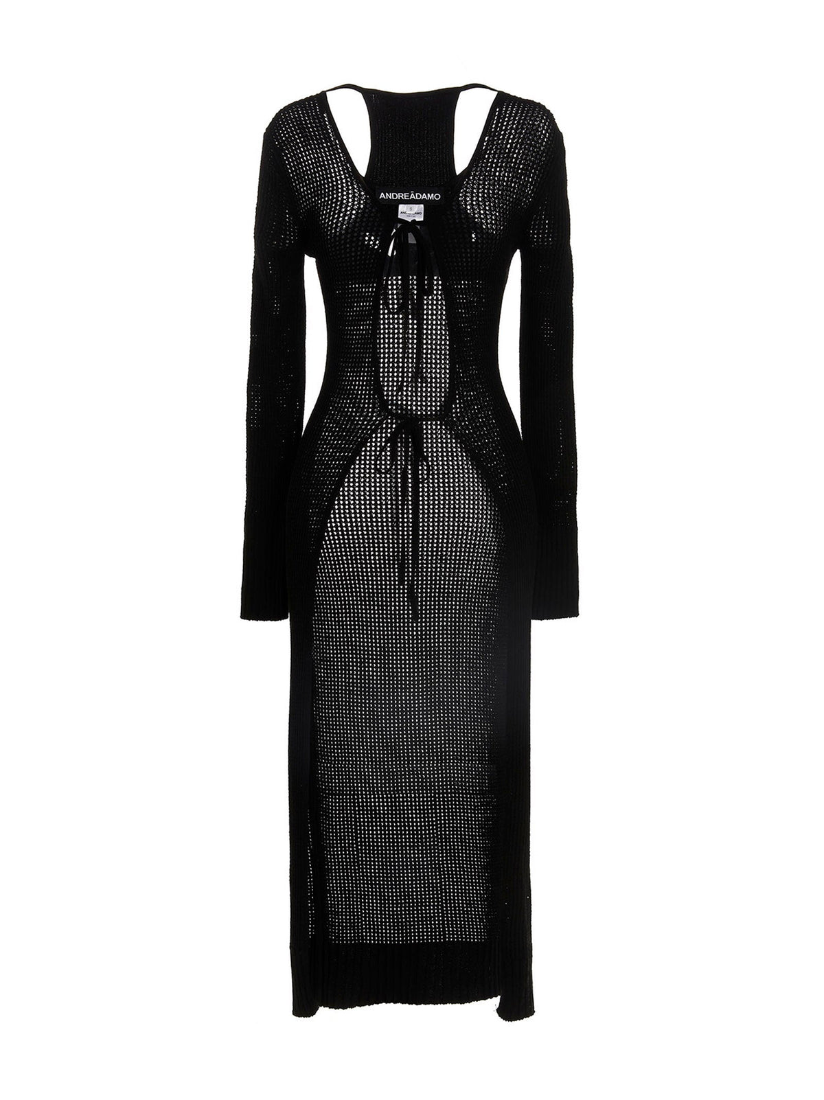 AndreĀdamo Openwork Knit with Lacing Cardigan — Black
