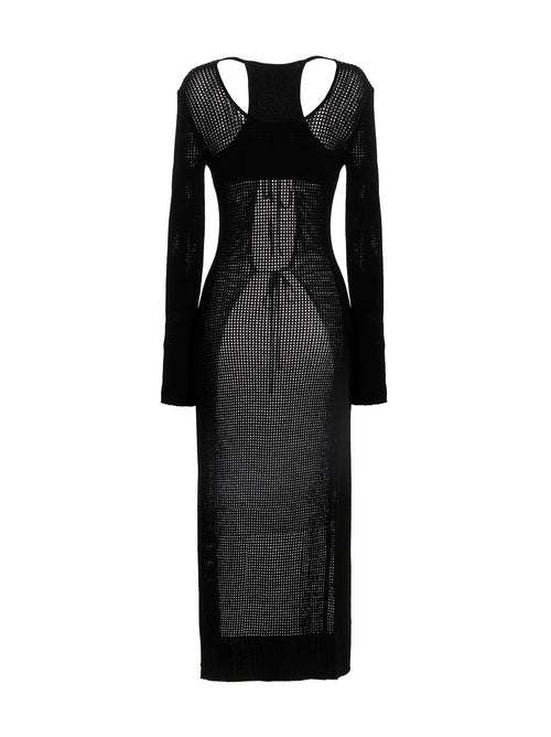 AndreĀdamo Openwork Knit with Lacing Cardigan — Black