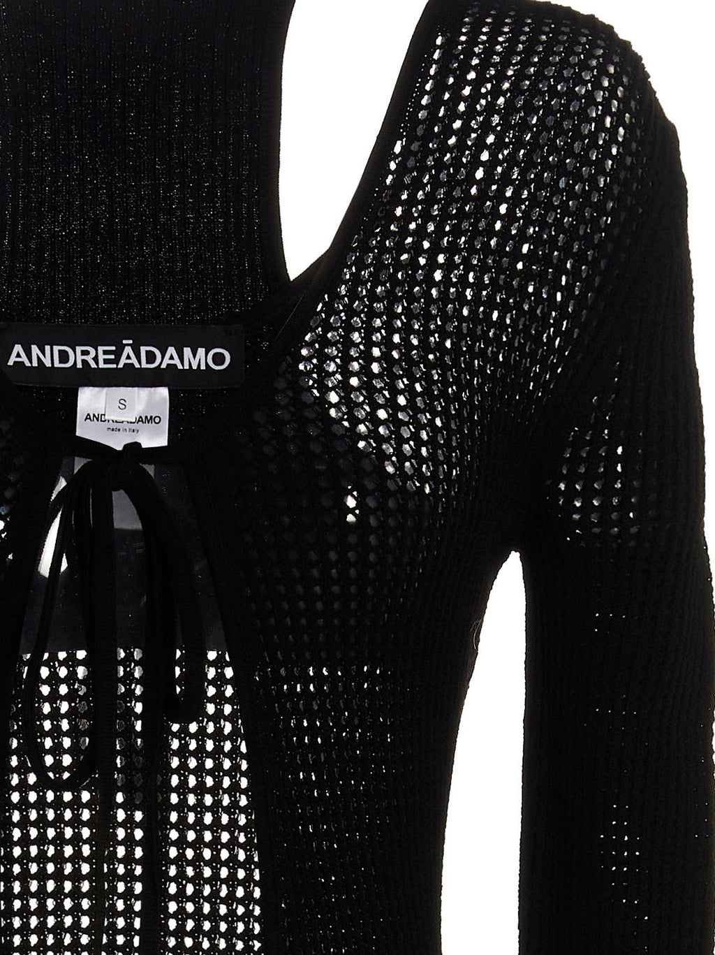 AndreĀdamo Openwork Knit with Lacing Cardigan — Black