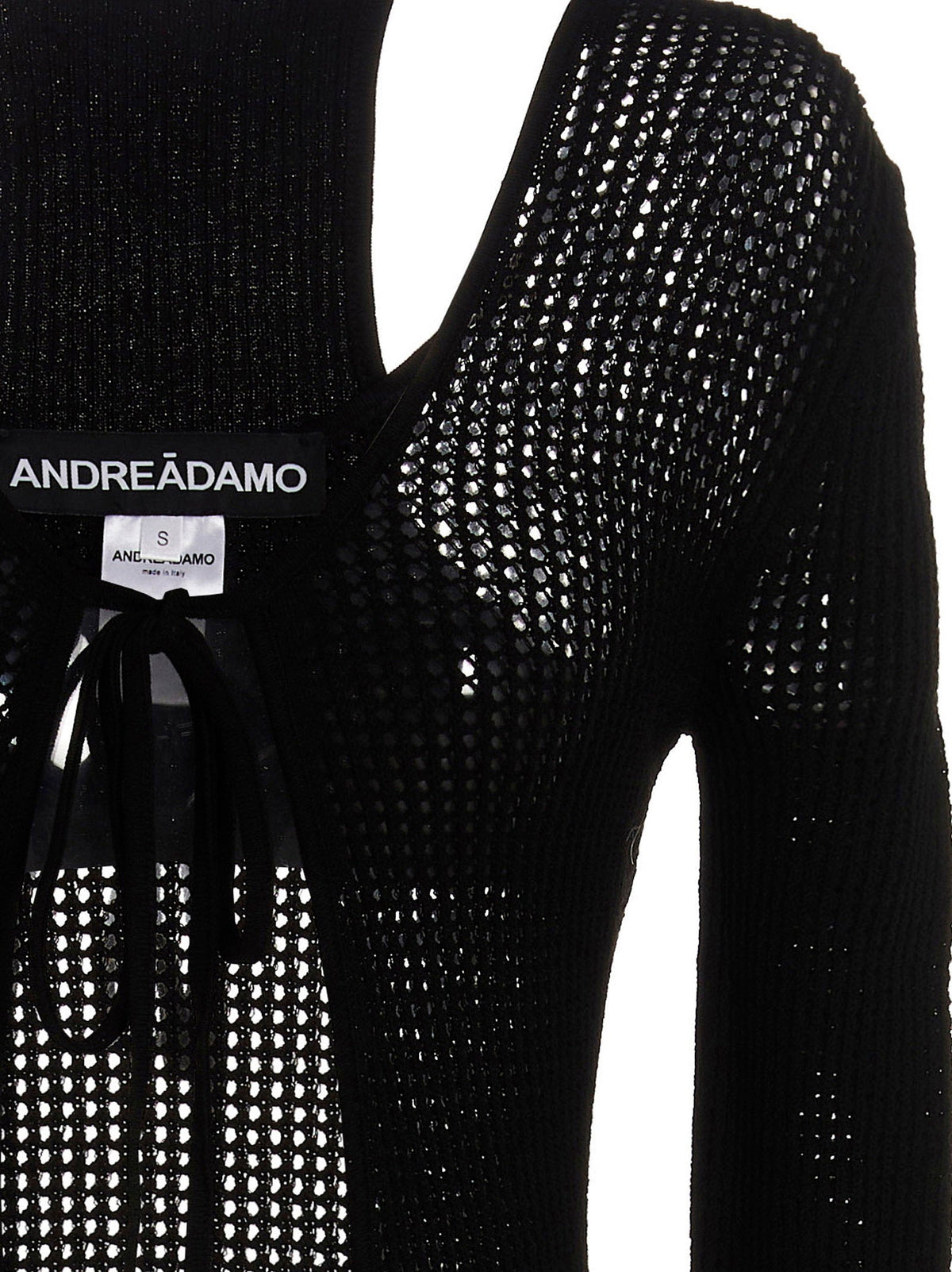 AndreĀdamo Openwork Knit with Lacing Cardigan — Black