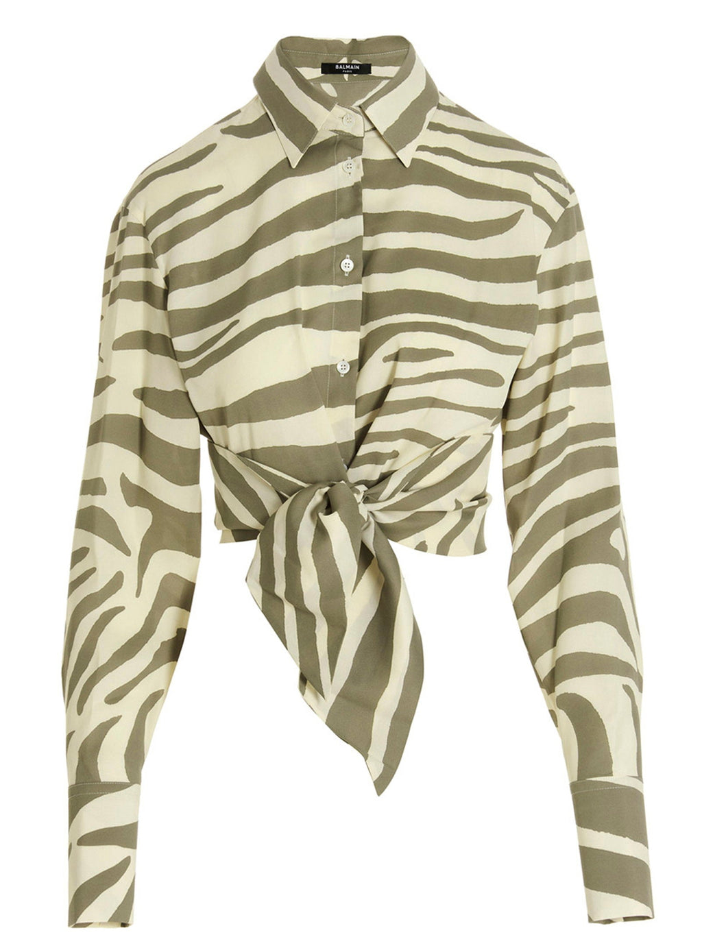 Balmain Zebra-Print Viscose Blend Shirt — Sage