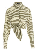 Balmain Zebra-Print Viscose Blend Shirt — Sage