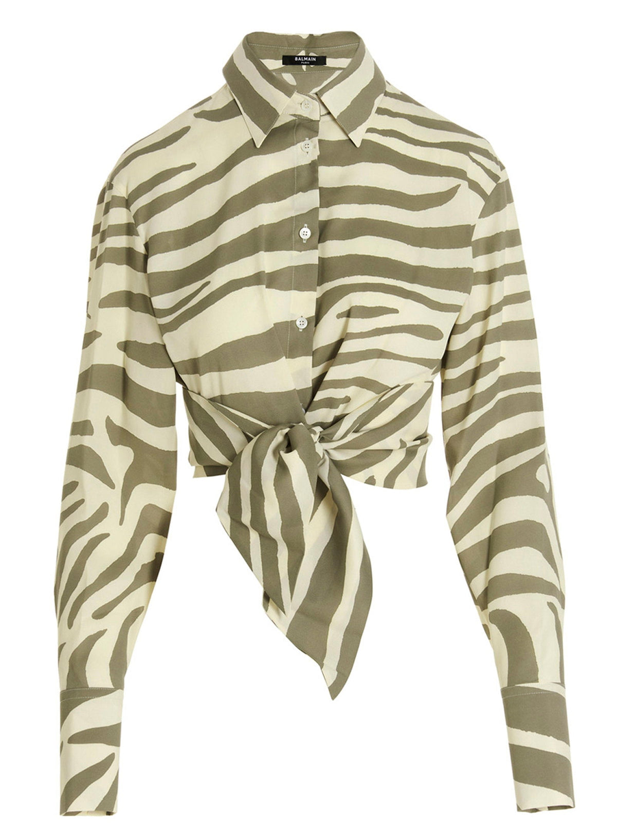 Balmain Zebra-Print Viscose Blend Shirt — Sage