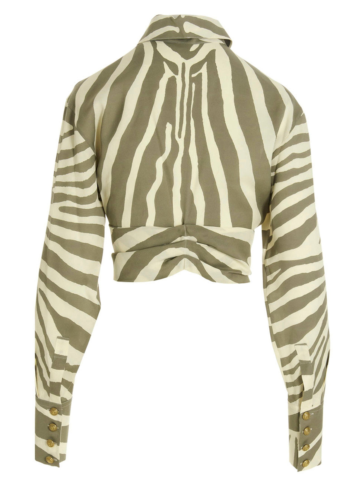 Balmain Zebra-Print Viscose Blend Shirt — Sage
