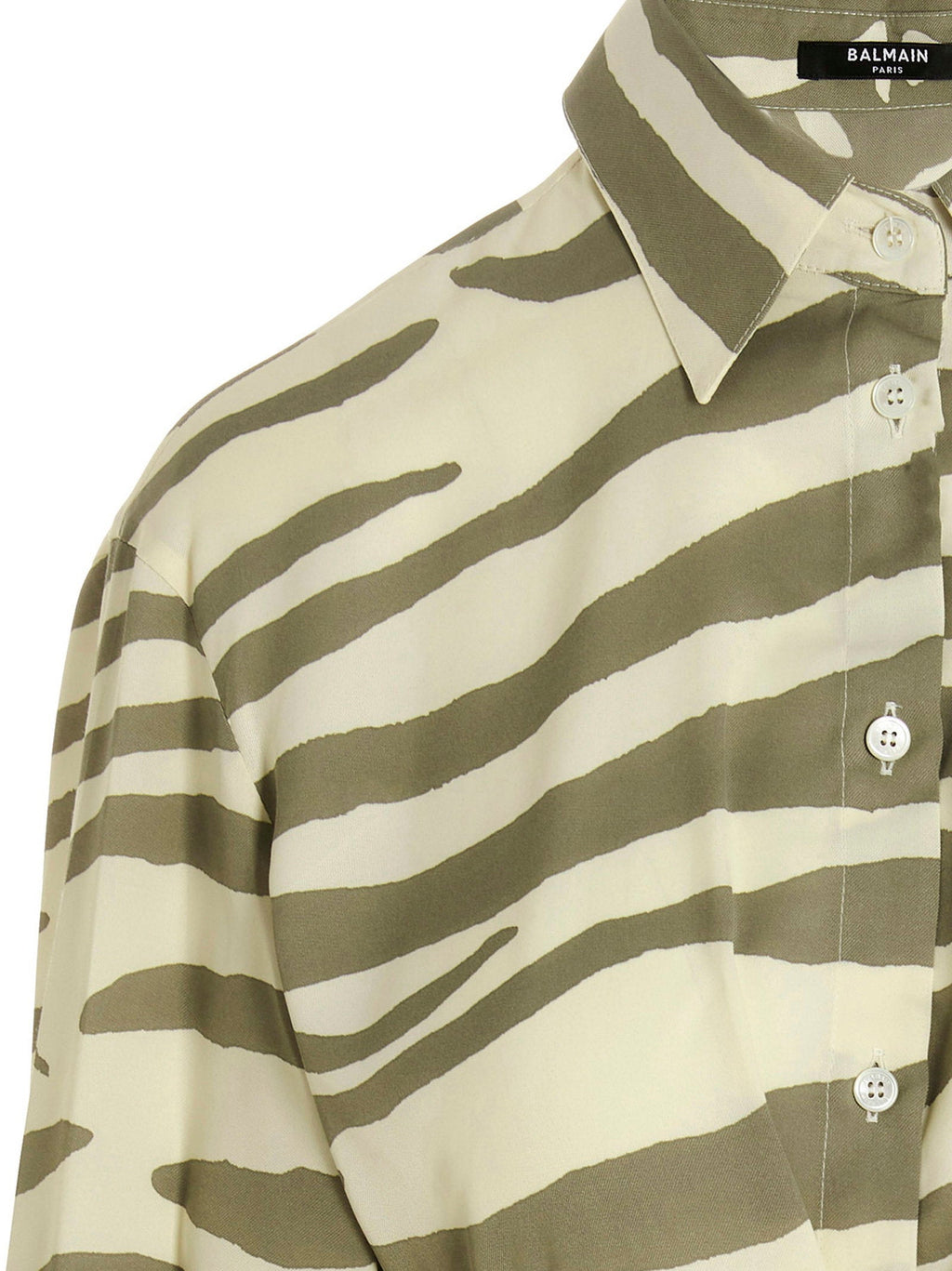 Balmain Zebra-Print Viscose Blend Shirt — Sage