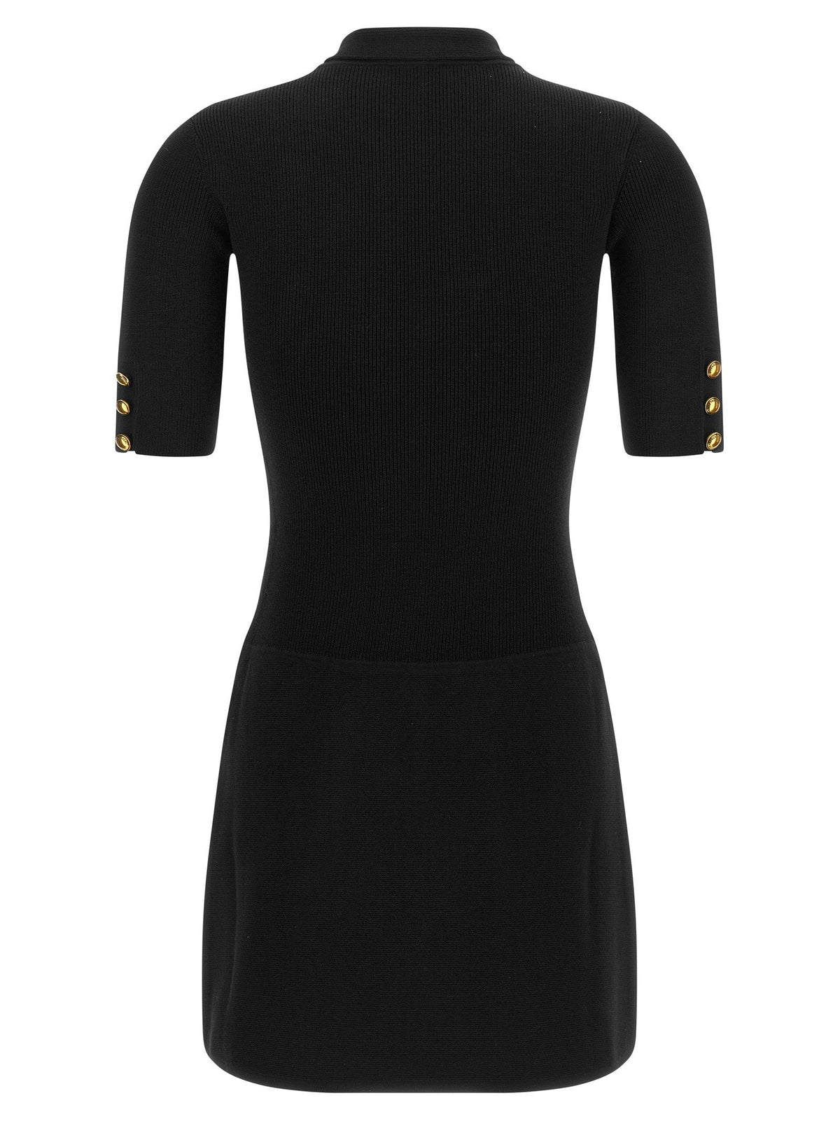 Elisabetta Franchi Ribbed Knit with Scarf Detail Dress — Black
