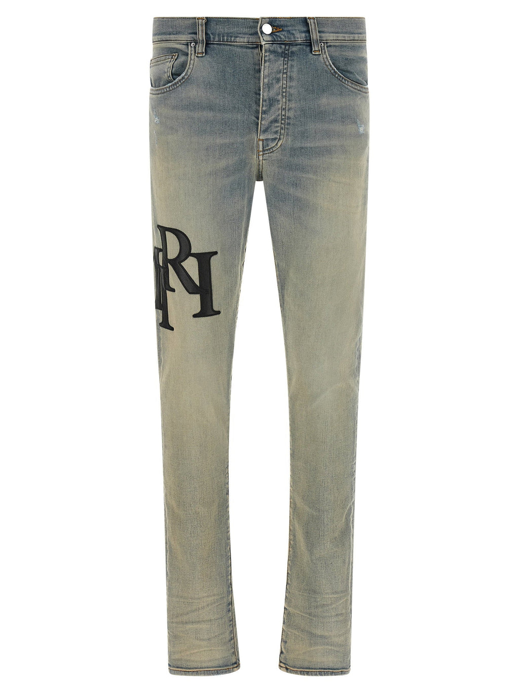 Amiri Staggered Logo Jeans — Blue