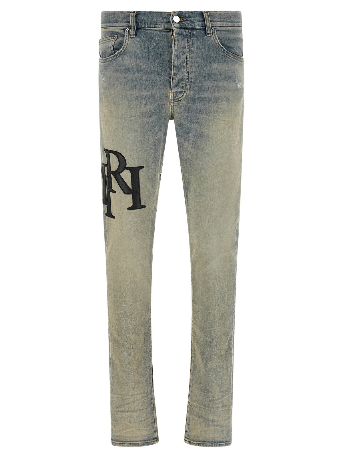 Amiri Staggered Logo Jeans — Blue