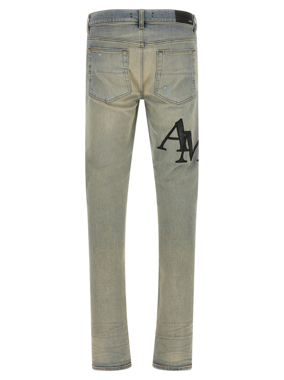 Amiri Staggered Logo Jeans — Blue
