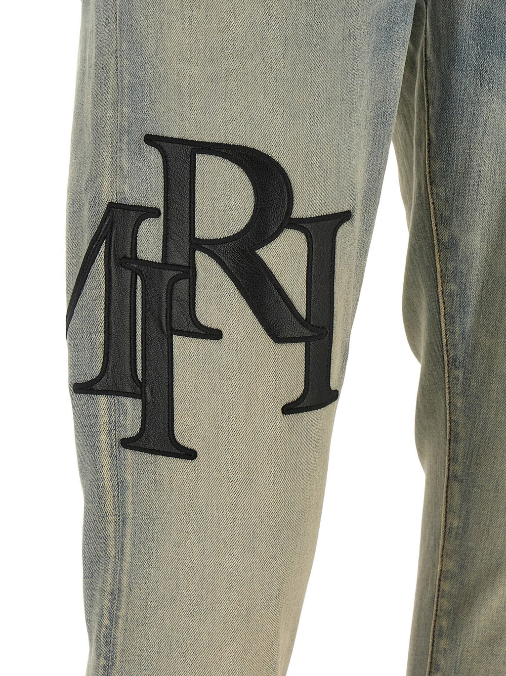 Amiri Staggered Logo Jeans — Blue