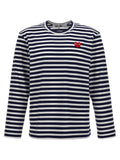 Comme Des Garçons Play Logo-Patch Striped T-Shirt — Navy
