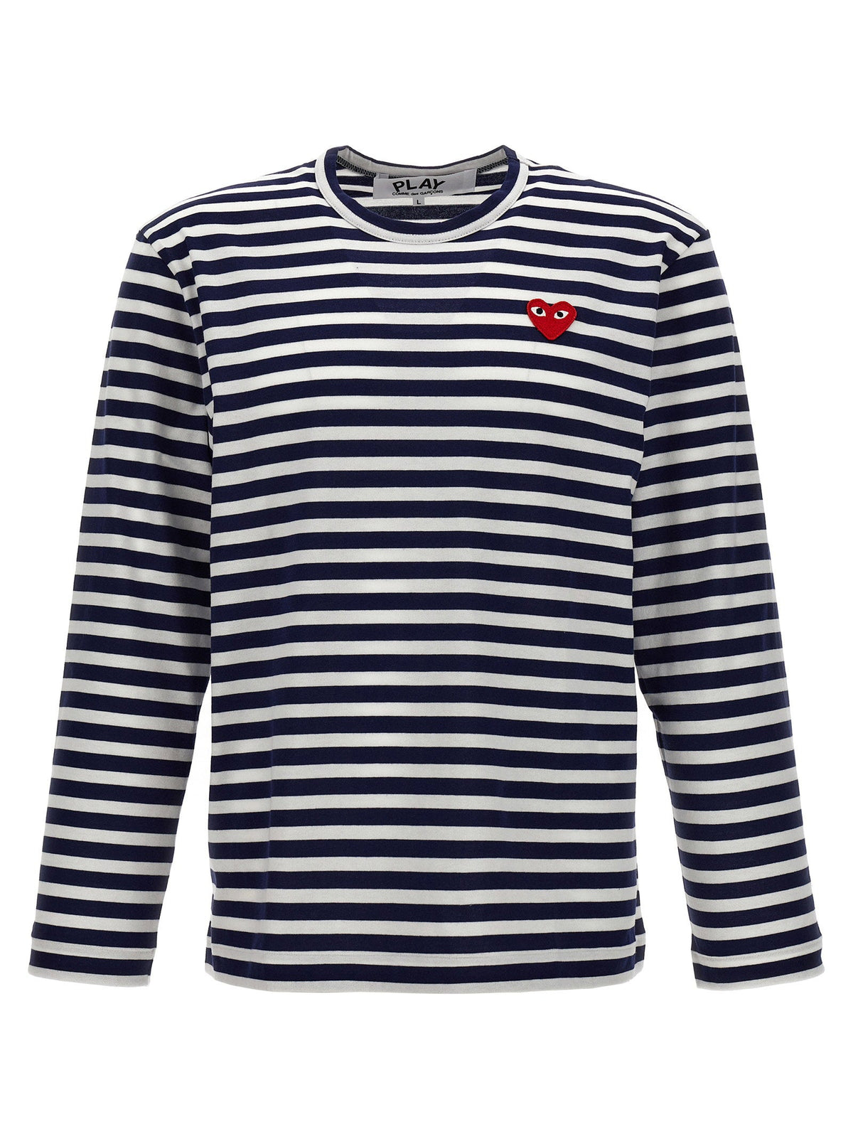 Comme Des Garçons Play Logo-Patch Striped T-Shirt — Navy