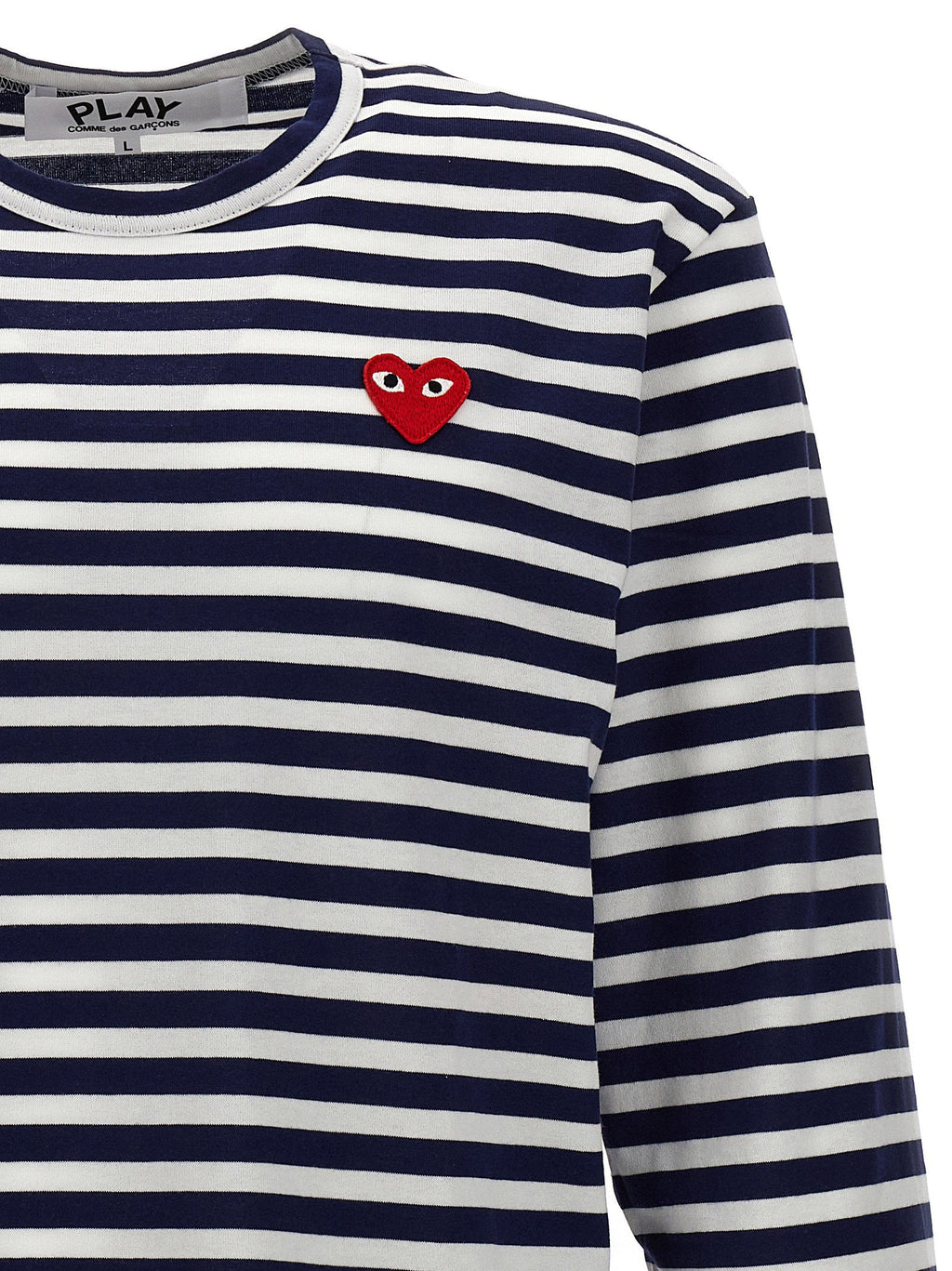 Comme Des Garçons Play Logo-Patch Striped T-Shirt — Navy