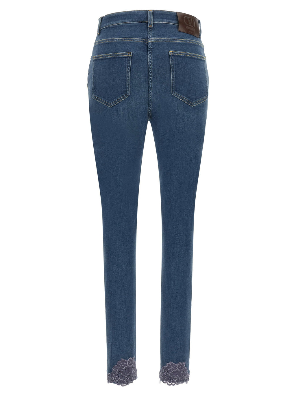 Valentino Garavani Lace-Insert Skinny Jeans — Blue