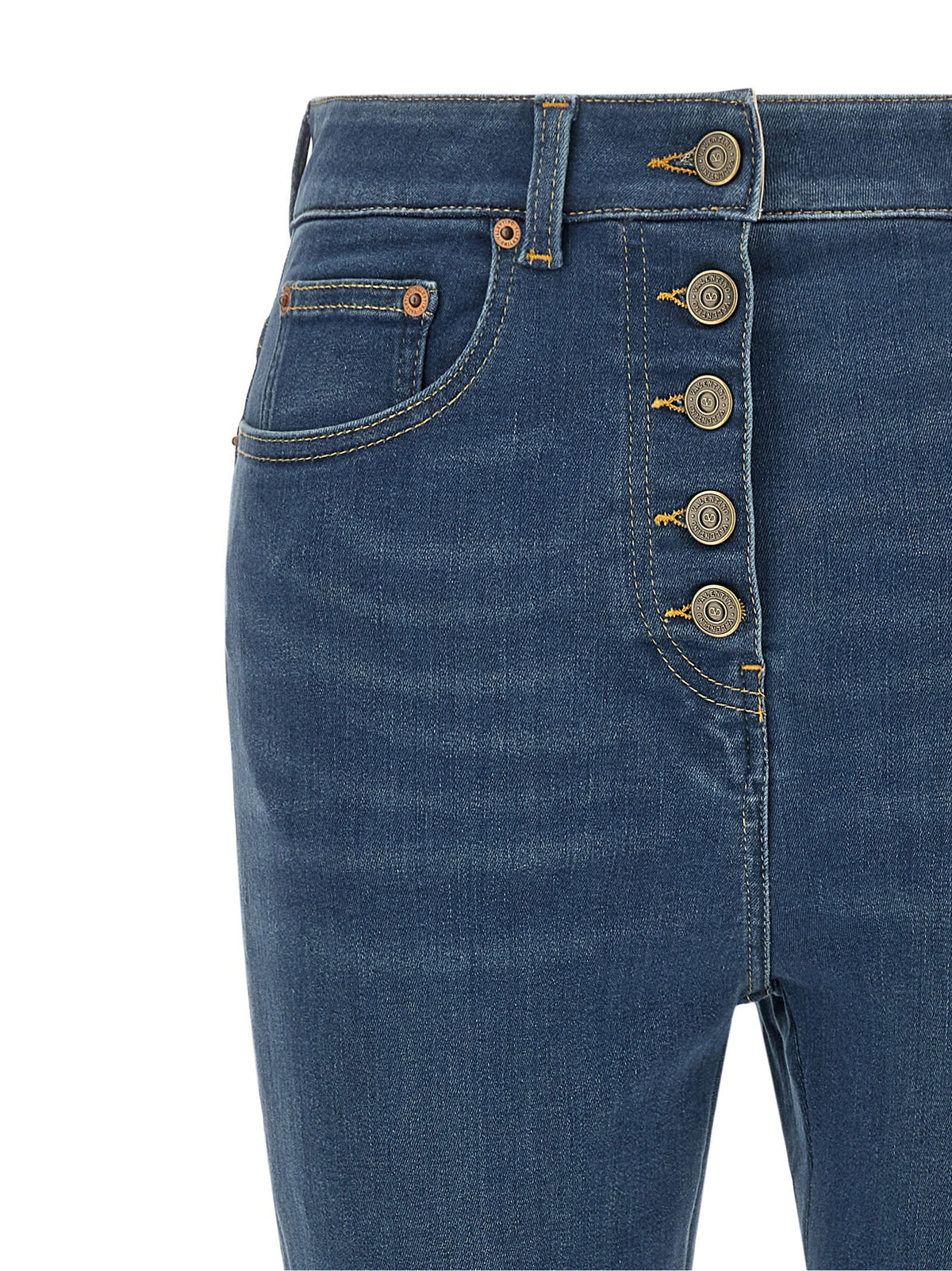 Valentino Garavani Lace-Insert Skinny Jeans — Blue