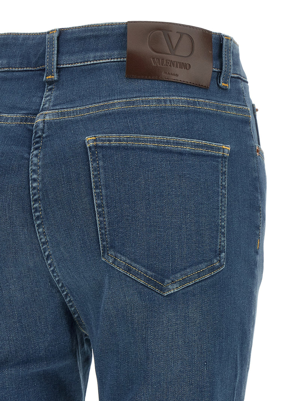 Valentino Garavani Lace-Insert Skinny Jeans — Blue