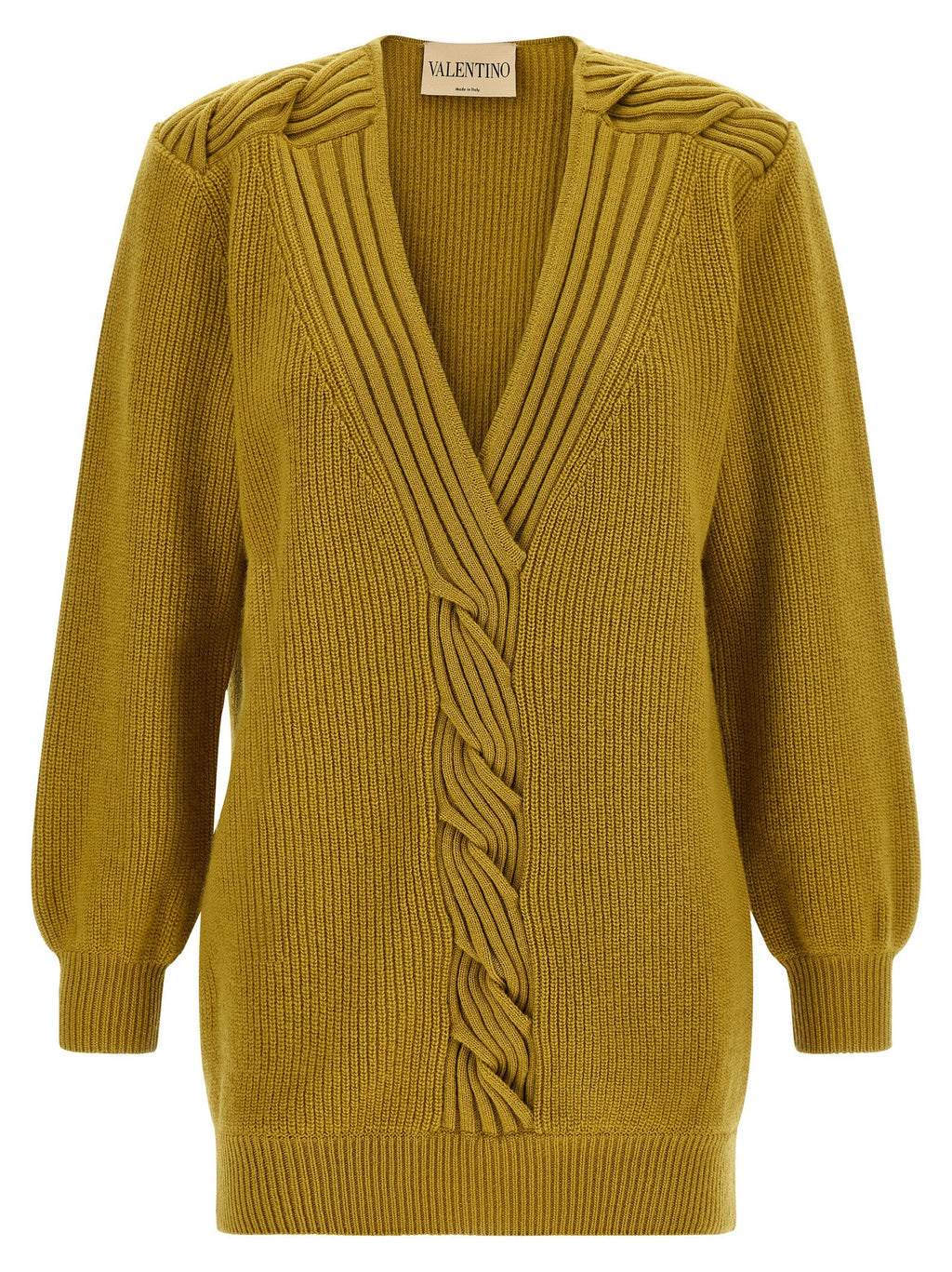 Valentino Garavani Braided Virgin Wool Sweater — Gold
