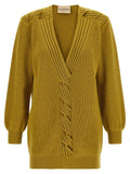 Valentino Garavani Braided Virgin Wool Sweater — Gold