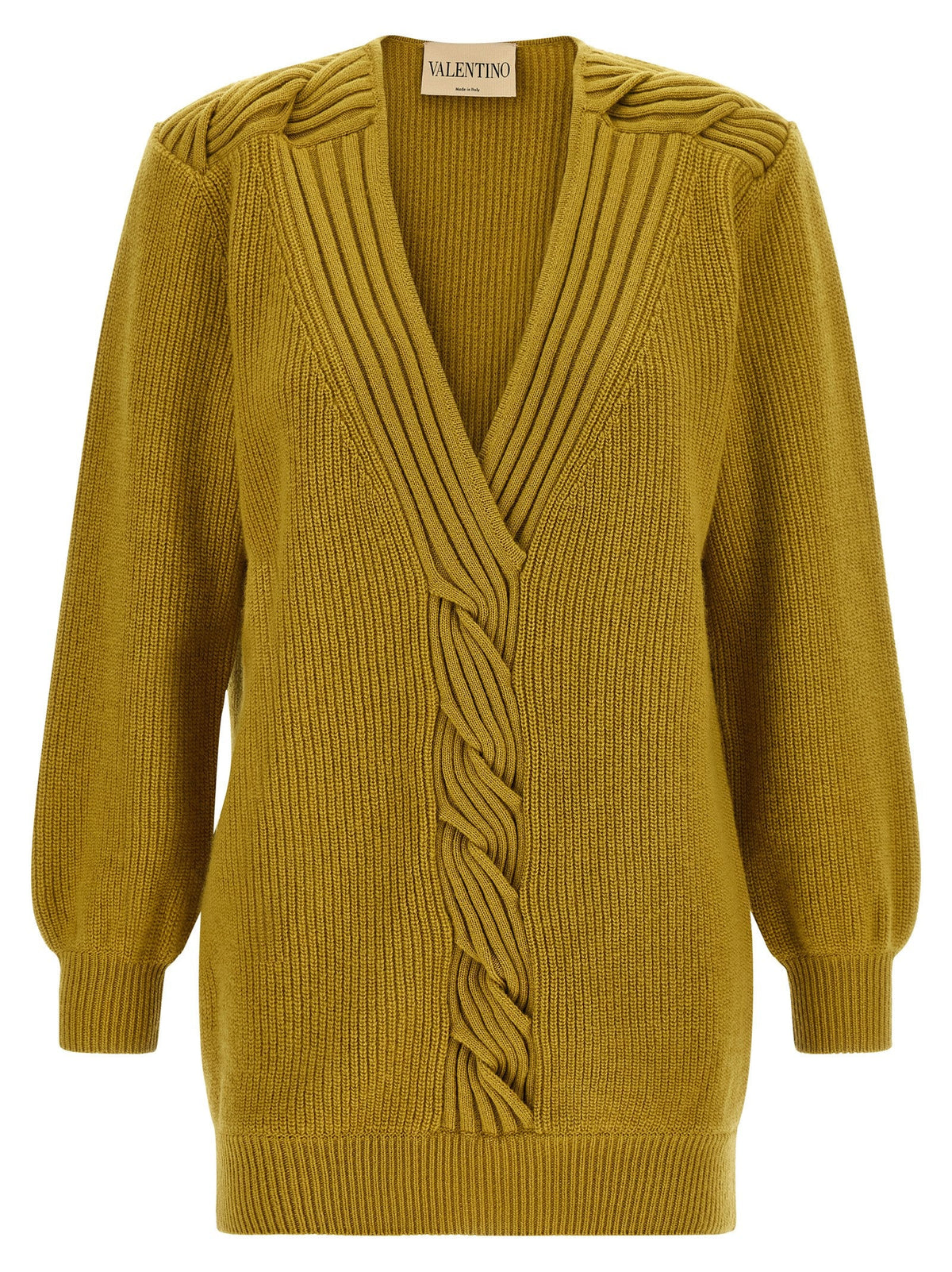 Valentino Garavani Braided Virgin Wool Sweater — Gold