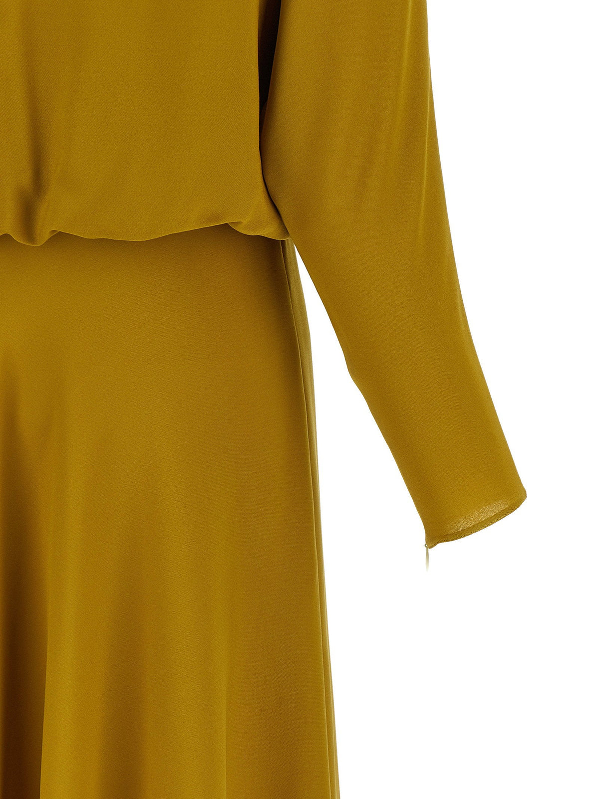 Valentino Garavani Feather-Trimmed Georgette Dress — Gold