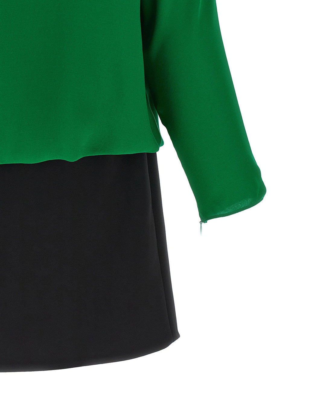 Valentino Garavani Feather-Trimmed Silk Georgette Blouse — Green