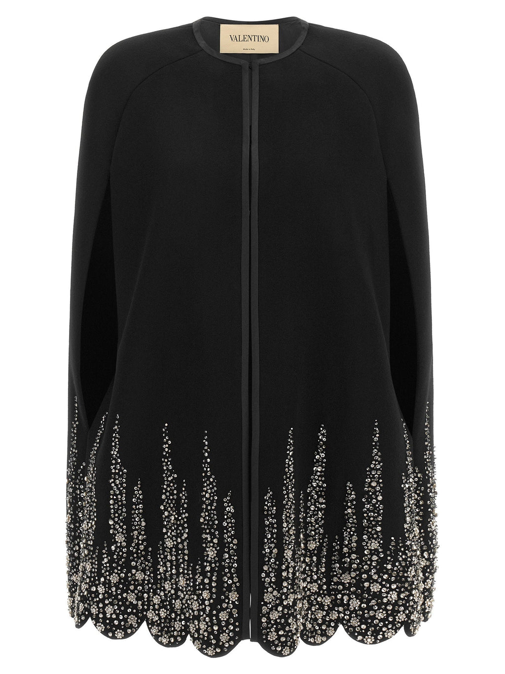 Valentino Garavani Crystal-Embroidered Cape — Black