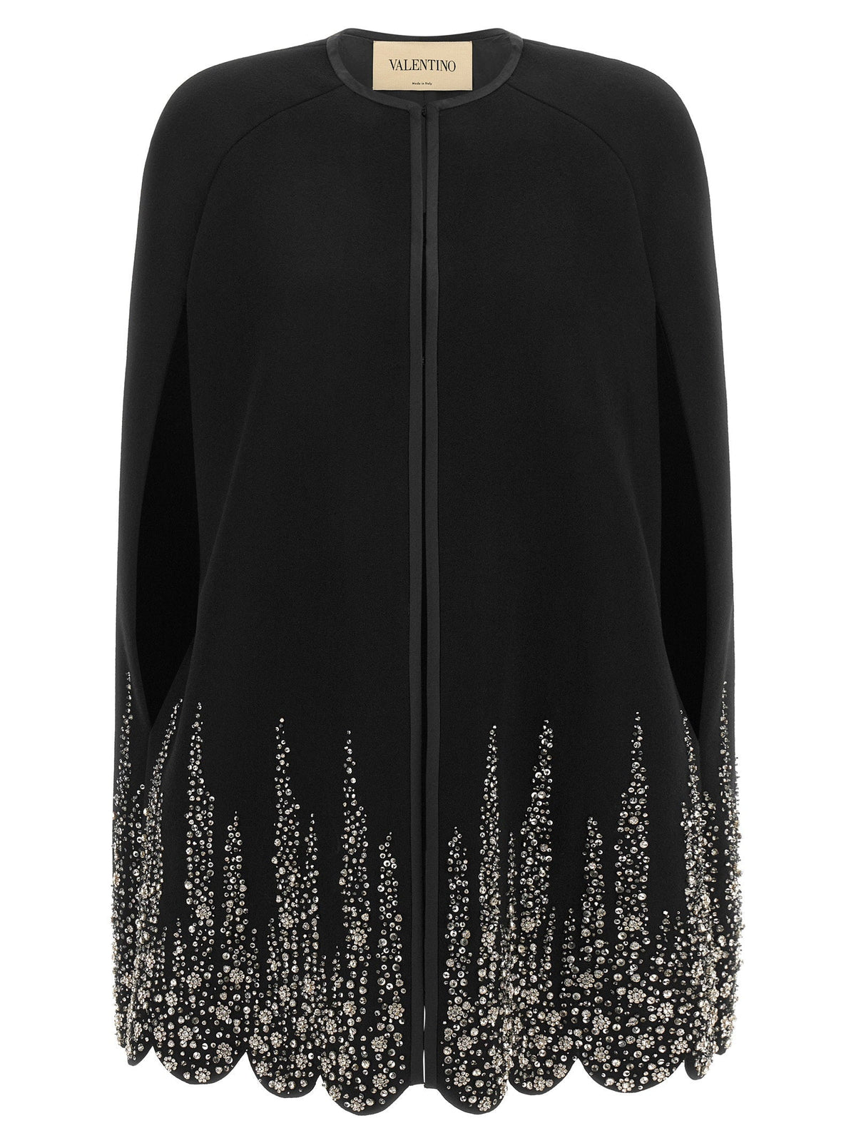 Valentino Garavani Crystal-Embroidered Cape — Black