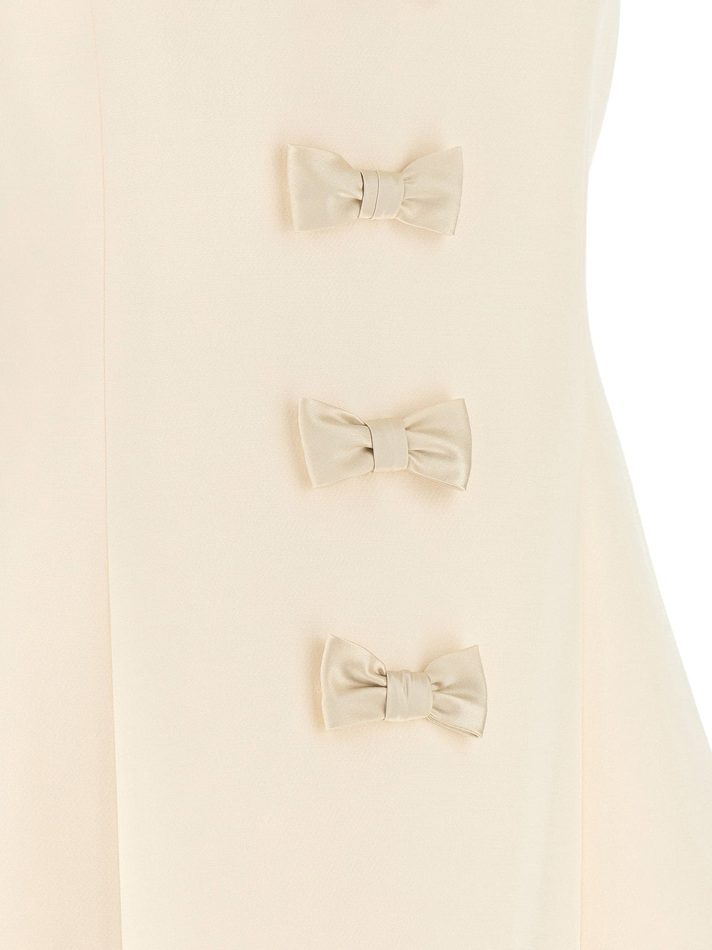 Valentino Garavani Silk-Wool Blend with Lace Dress — Cream