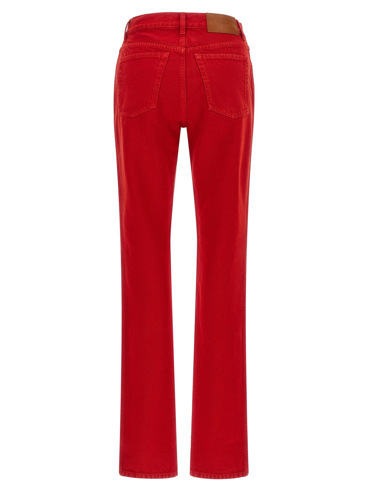 Chloé Garment-Dyed Cotton Jeans — Red
