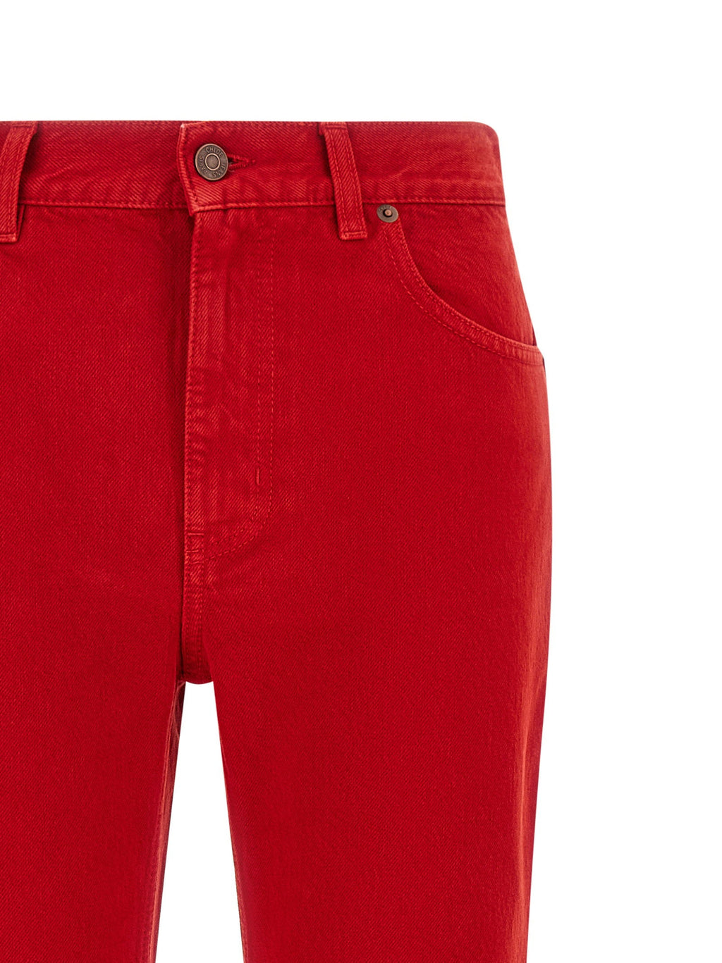 Chloé Garment-Dyed Cotton Jeans — Red