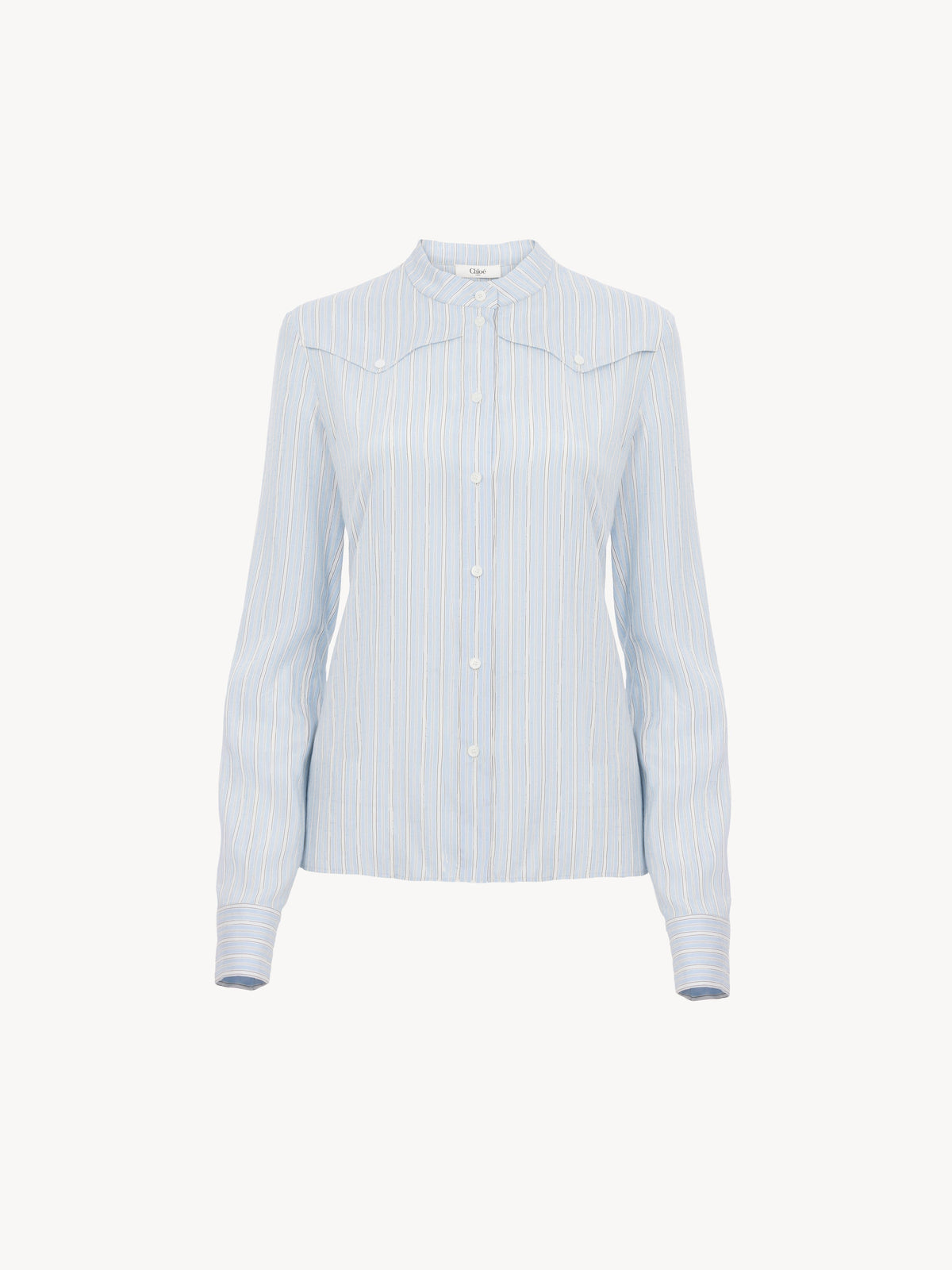 Chloé Striped Poplin Shirt — Blue