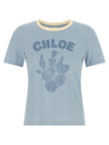 Chloé Cactus Logo-Print Cotton T-Shirt — Blue