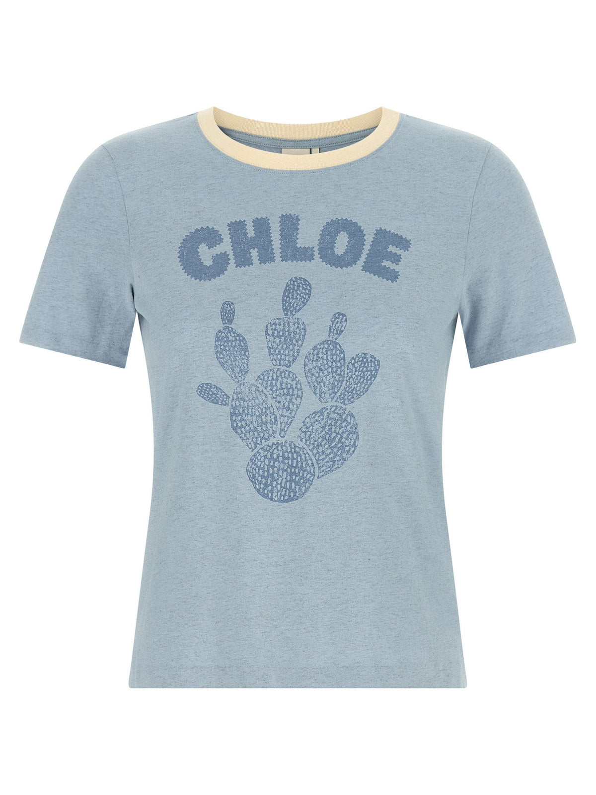 Chloé Cactus Logo-Print Cotton T-Shirt — Blue