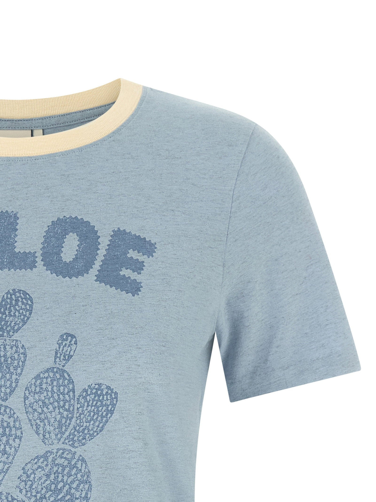 Chloé Cactus Logo-Print Cotton T-Shirt — Blue