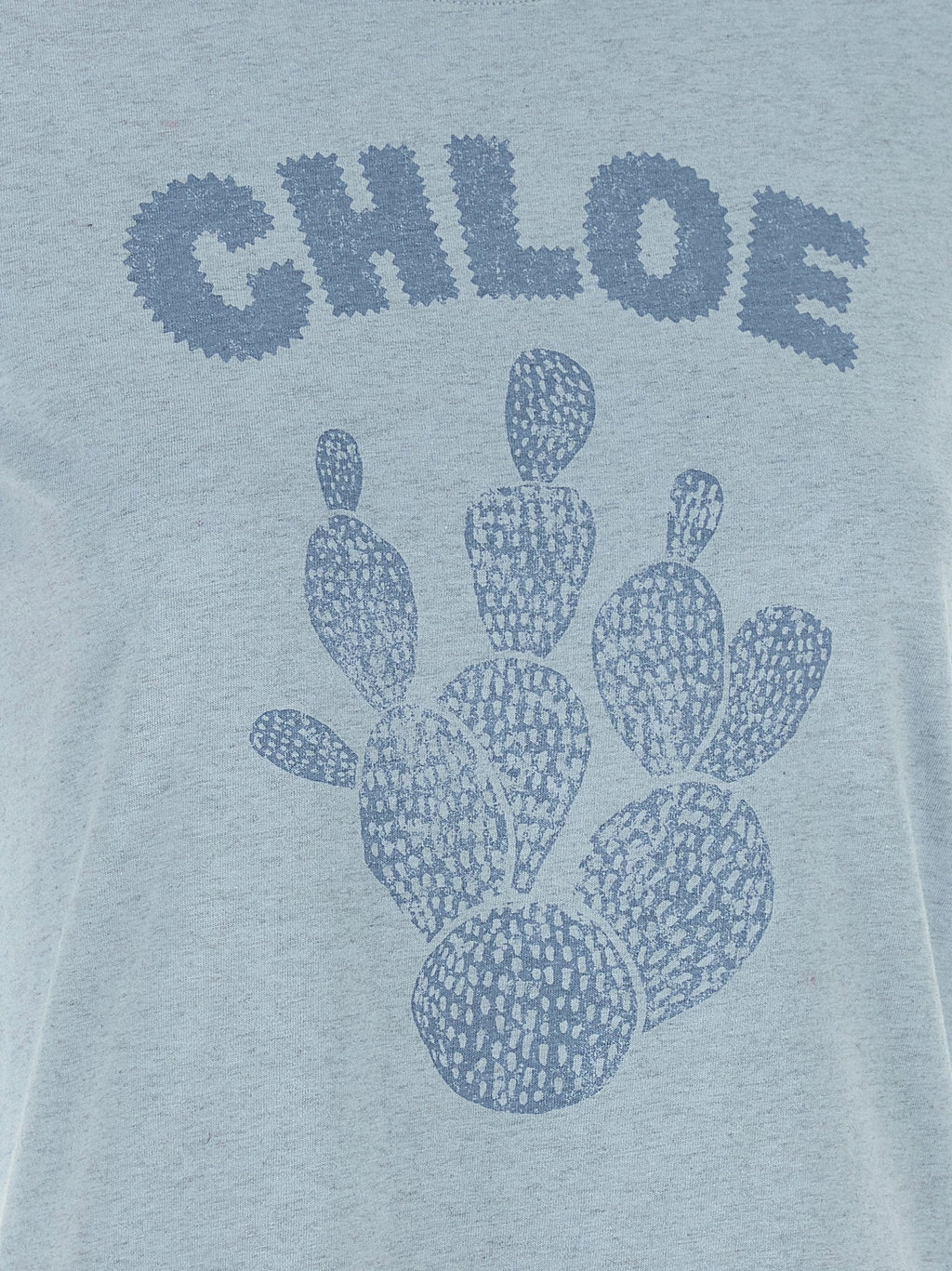 Chloé Cactus Logo-Print Cotton T-Shirt — Blue