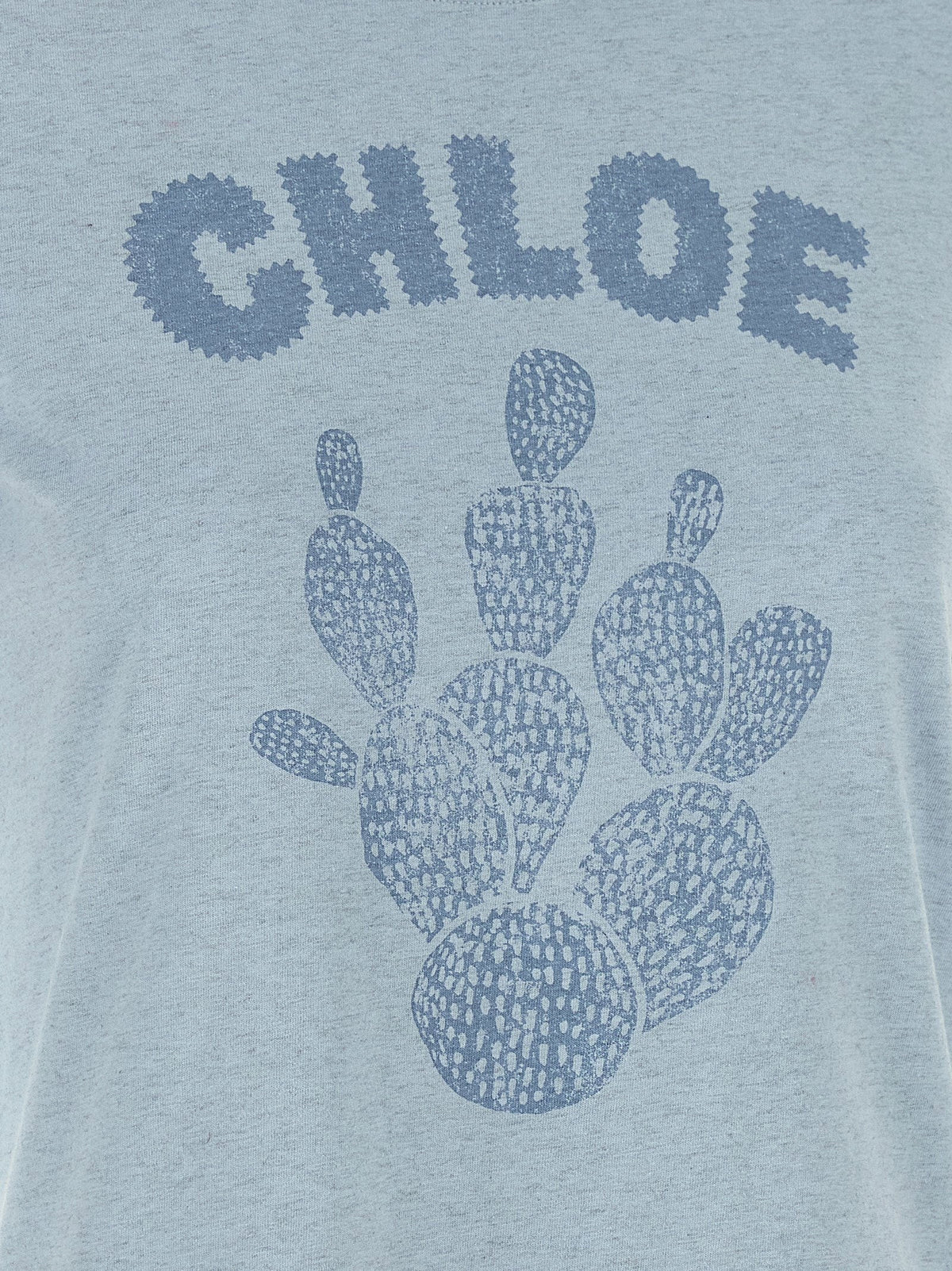 Chloé Cactus Logo-Print Cotton T-Shirt — Blue
