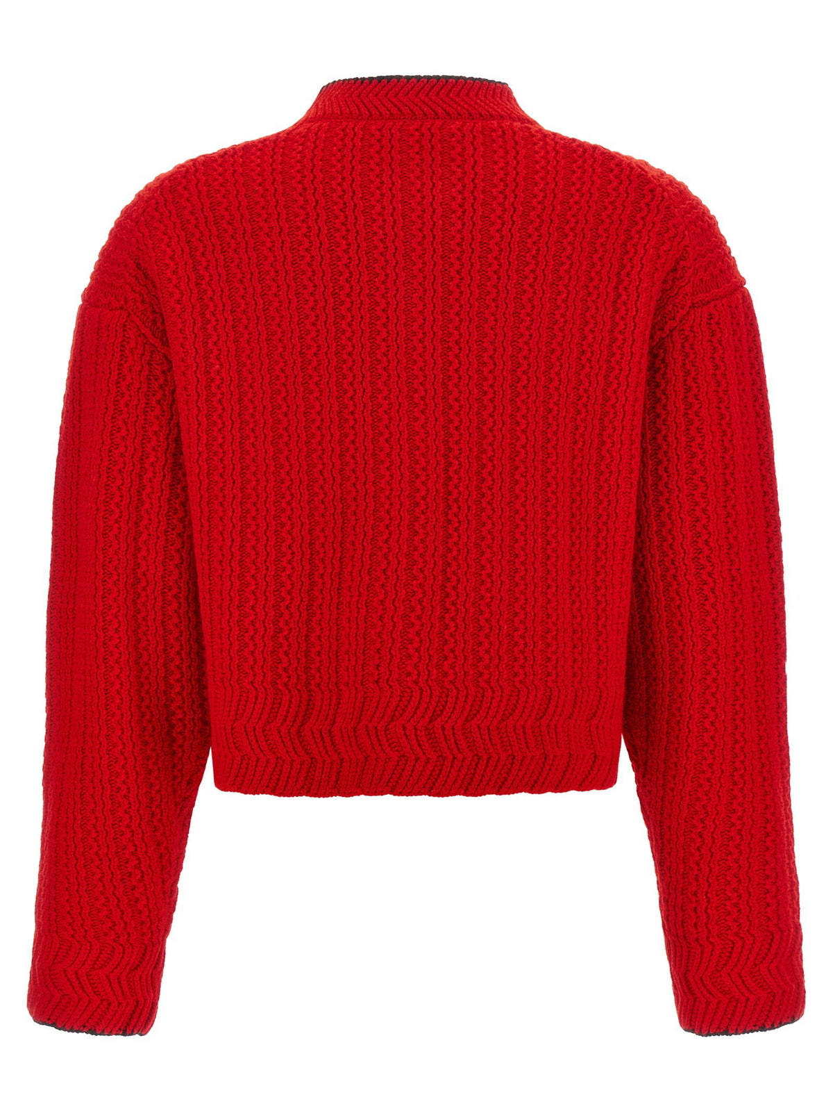 Chloé Embroidered Logo Wool and Cashmere Cardigan — Red