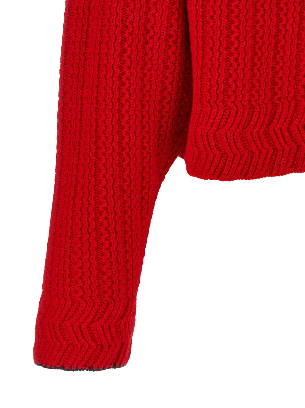 Chloé Embroidered Logo Wool and Cashmere Cardigan — Red