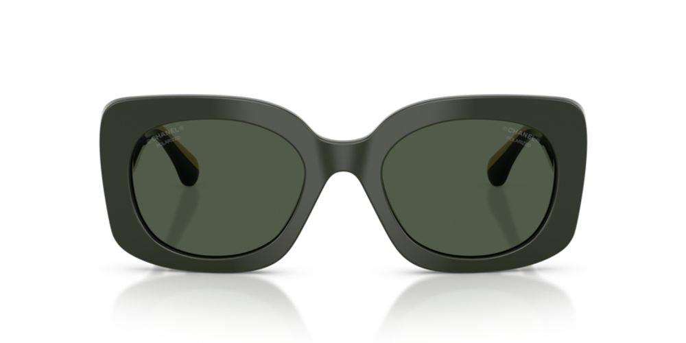 Chanel Eyewear CH5563B Squared-Frame Sunglasses — Dark Green