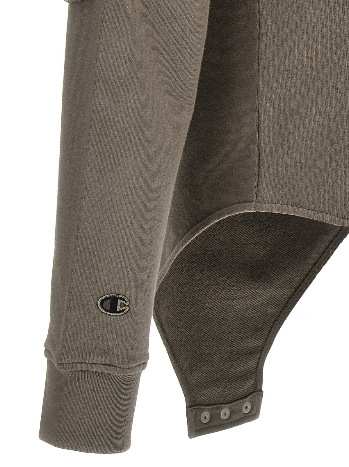 Rick Owens Embroidered Logo Cotton Bodysuit — Taupe