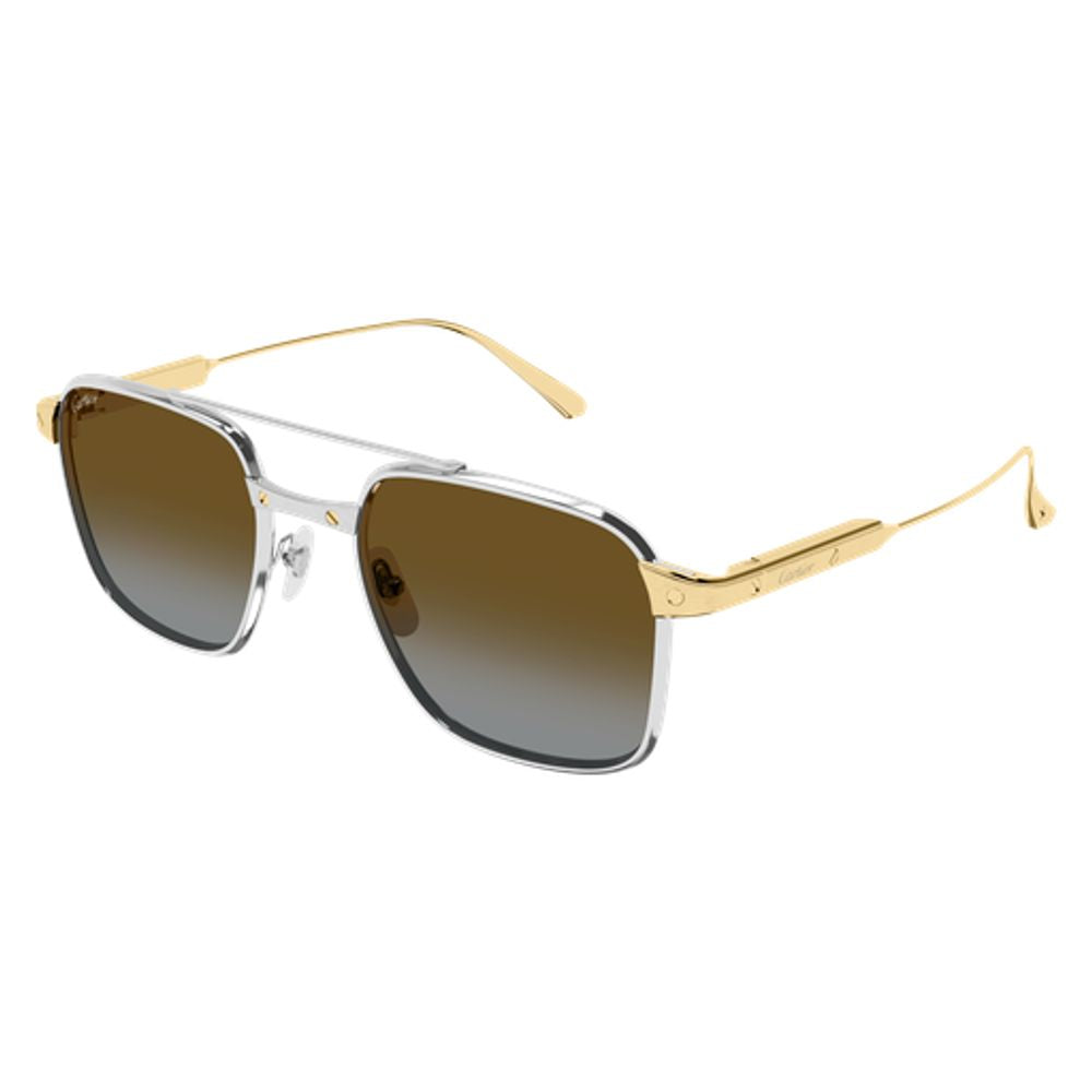 Cartier Eyewear CT0610S003 Rectangle Bar Sunglasses — Silver