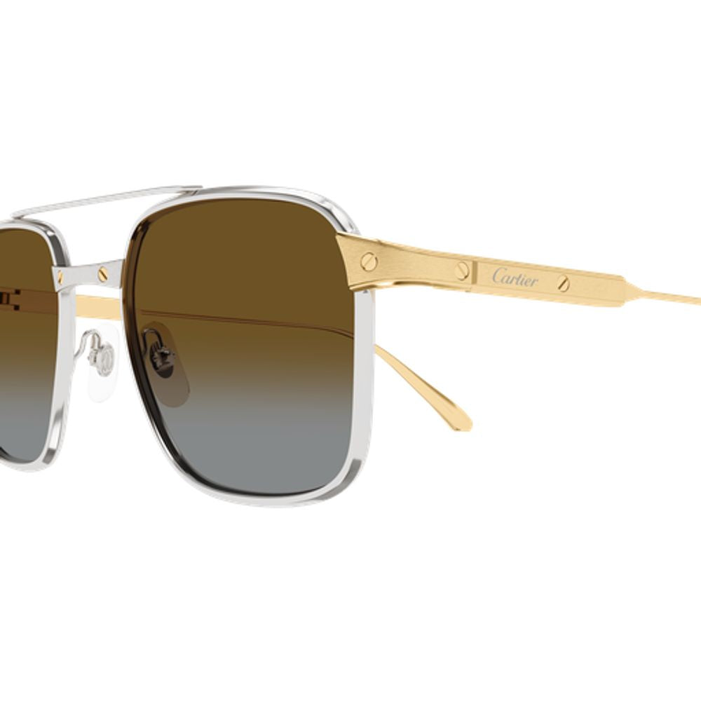 Cartier Eyewear CT0610S003 Rectangle Bar Sunglasses — Silver