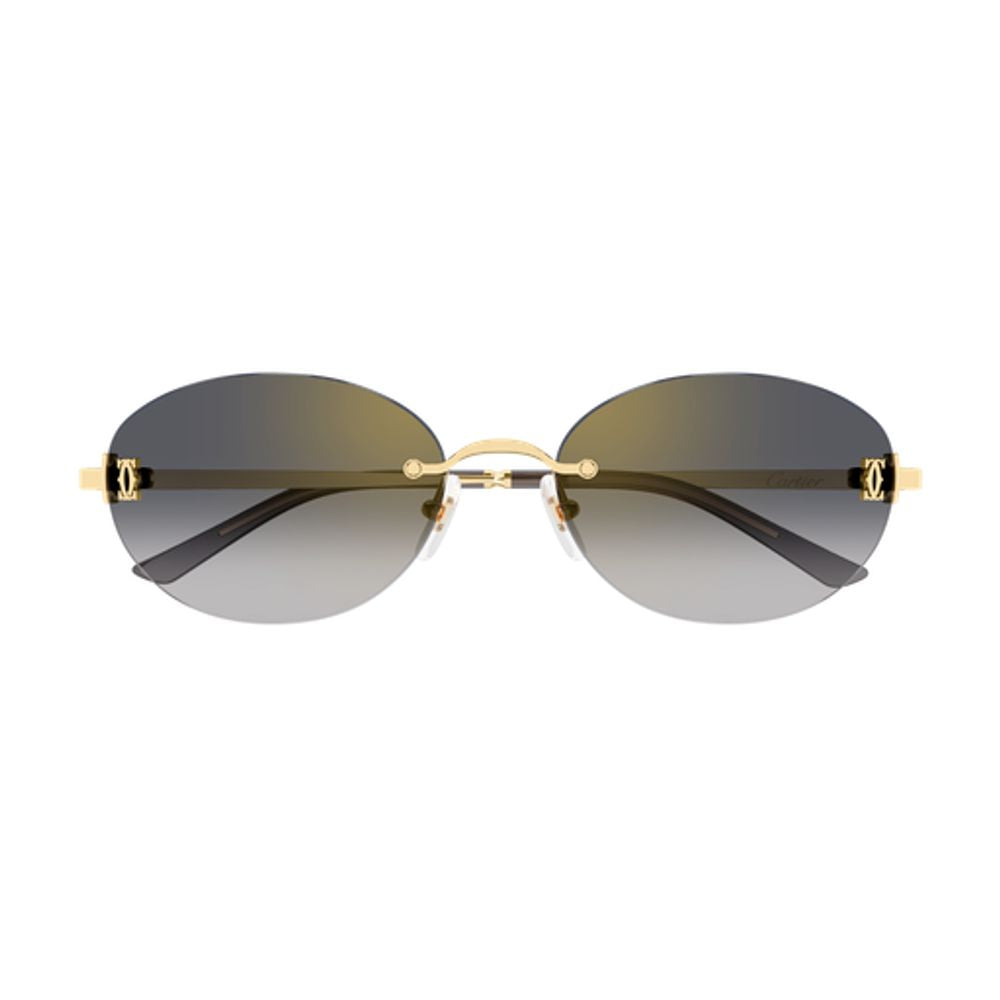 Cartier Eyewear CT0642SA Logo Oval-Frame Sunglasses — Gold