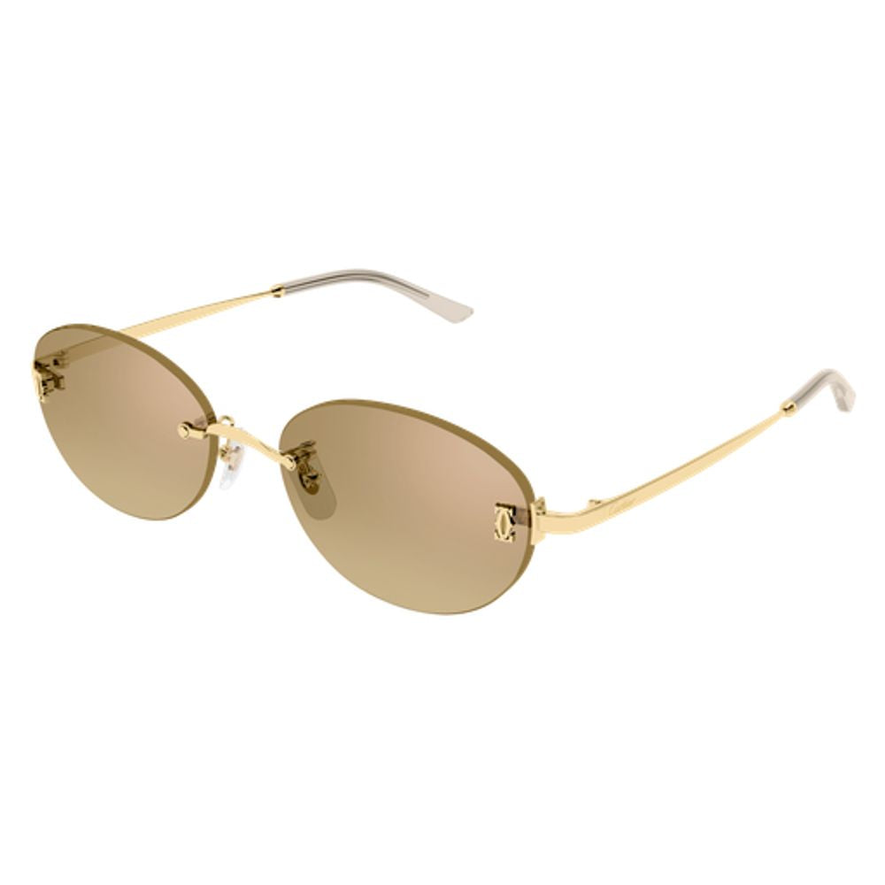 Cartier Eyewear CT0642SA002 Oval Rimless Sunglasses — Gold